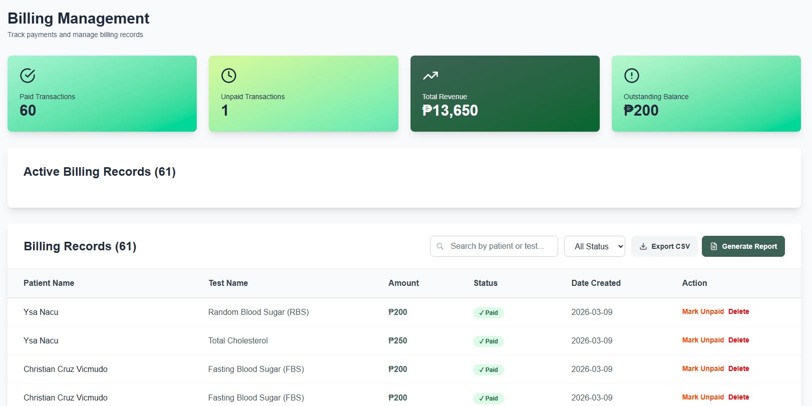 Billing screenshot 1