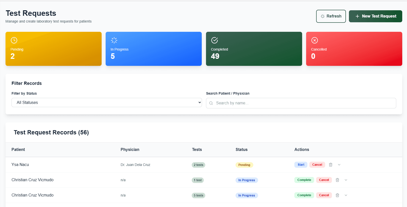 Test Request screenshot 1